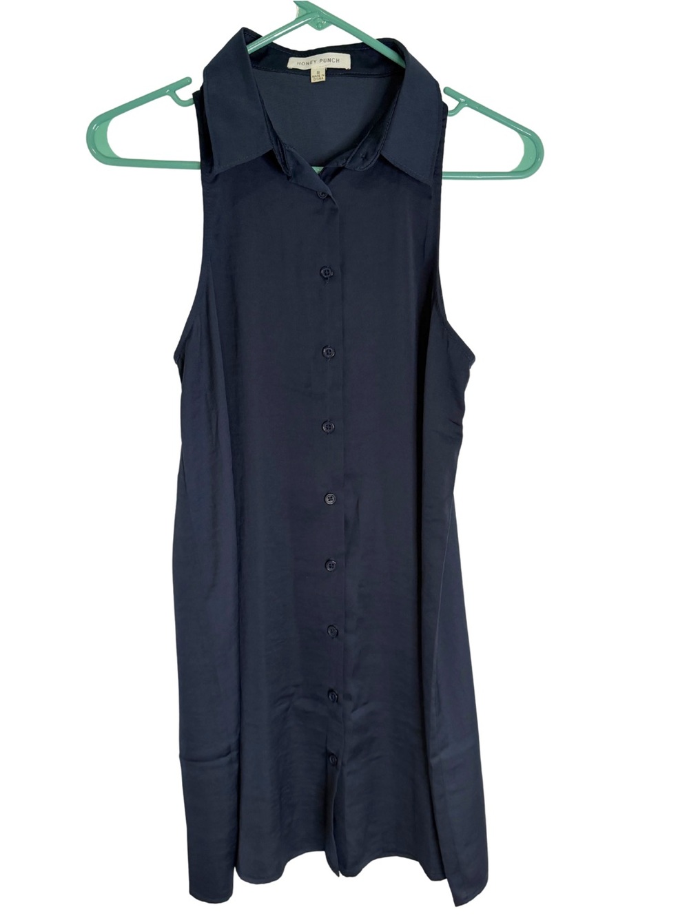 3/$20 Honey Punch Navy Blue Sleeveless Button Down Dress